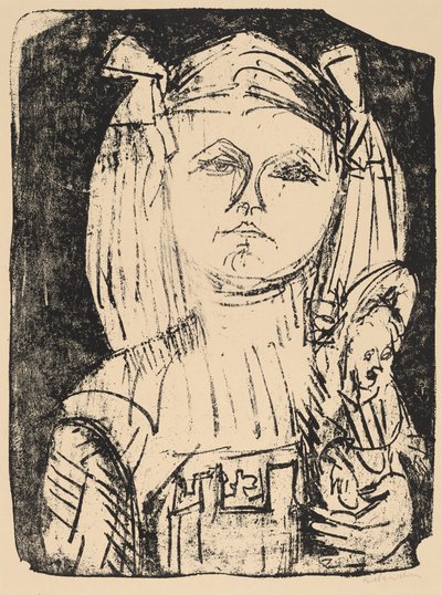 Nuori tyttö nuken kanssa, 1916. tekijältä Ernst Ludwig Kirchner