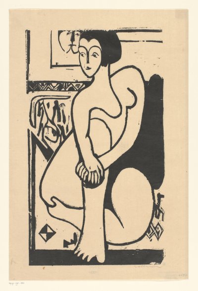 Istuu alasti tekijältä Ernst Ludwig Kirchner (signed by artist)