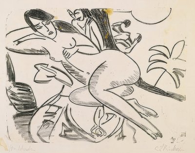Alaston makaa peiton päällä. 1911 tekijältä Ernst Ludwig Kirchner