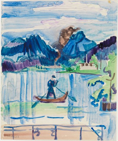 Vuoristojärvi ja soutaja tekijältä Ernst Ludwig Kirchner