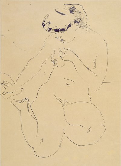 Hiipivä alaston (kynä ja sivellin paperilla) tekijältä Ernst Ludwig Kirchner