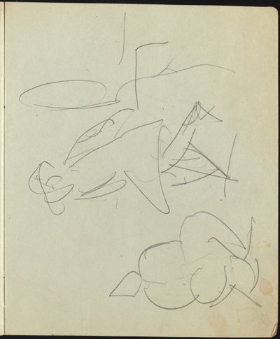 Tanssijat ja esiintyjät (sivu luonnoskirjasta) tekijältä Ernst Ludwig Kirchner