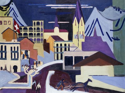 Davos-Platzin rautatieasema; Davos-Platz am Bahnhof, 1931 tekijältä Ernst Ludwig Kirchner