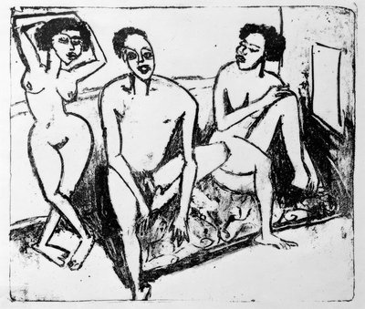 Kolme mustaa alastonkuvaa tekijältä Ernst Ludwig Kirchner