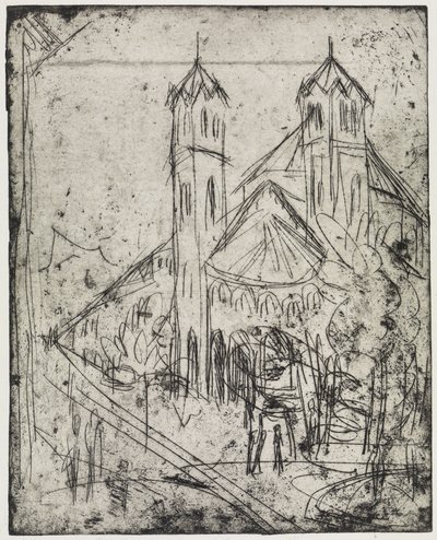 Kulma talvipuutarhan luona/Pyhän Gereonin kirkko Kölnissä I tekijältä Ernst Ludwig Kirchner