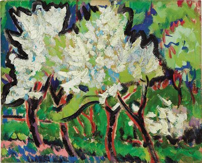 Kukkivat puut IV; Bluhende Baume IV, 1909 tekijältä Ernst Ludwig Kirchner