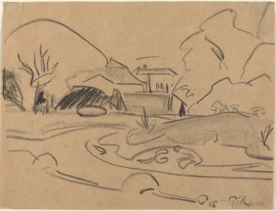 Kävelypolut ja paviljonki Dresden Grosser Gartenissa tekijältä Ernst Ludwig Kirchner
