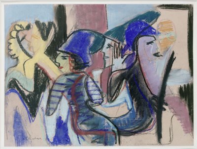 Viisi henkilöä kahvilassa tekijältä Ernst Ludwig Kirchner