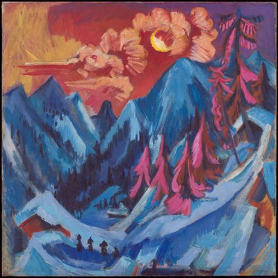 Saksa: Wintermondlandschaft Talvimaisema kuunvalossa tekijältä Ernst Ludwig Kirchner
