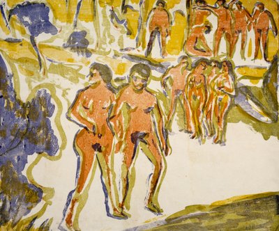 Ryhmä uimareita tekijältä Ernst Ludwig Kirchner
