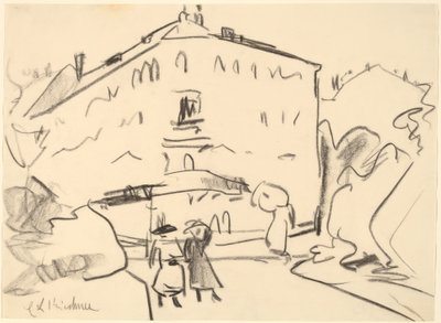 Taloja Dresdenissä, jossa ihmiset kävelevät tekijältä Ernst Ludwig Kirchner