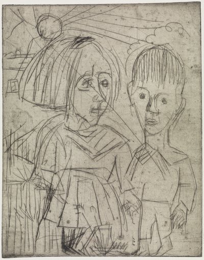 Lapsia auringonlaskun aikaan/Ihmisiä vuorella tekijältä Ernst Ludwig Kirchner
