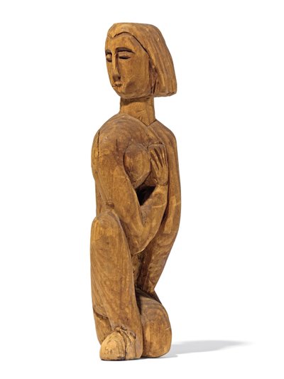 polvistuva, vasemmalle päin oleva pää, oikea käsi vasemmalla rinnalla; Polvistus, pää käännetty vasemmalle, oikea käsi vasemmassa rinnassa, 1912 tekijältä Ernst Ludwig Kirchner