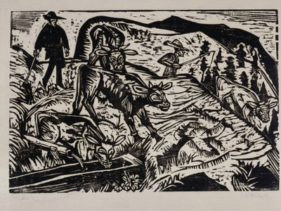Lehmiä ja paimenia tekijältä Ernst Ludwig Kirchner
