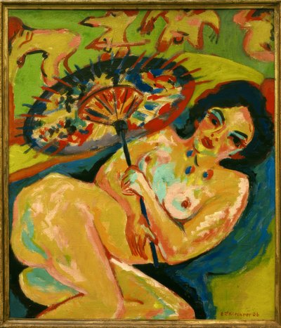 Tyttö Japanin sateenvarjon alla tekijältä Ernst Ludwig Kirchner