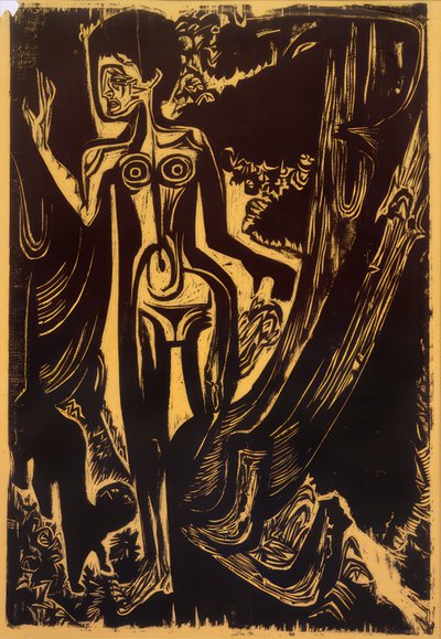 Nackte Frau im Walde tekijältä Ernst Ludwig Kirchner