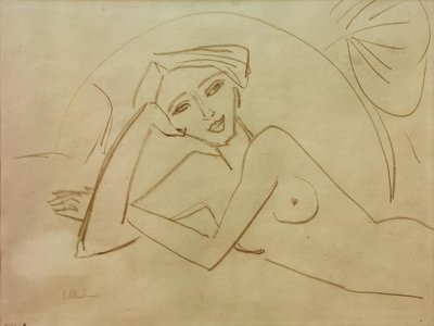 Alaston tyttö makaamassa tekijältä Ernst Ludwig Kirchner