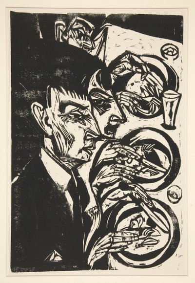 Nervoese beim Diner (hermostuneet ihmiset illallisella) tekijältä Ernst Ludwig Kirchner