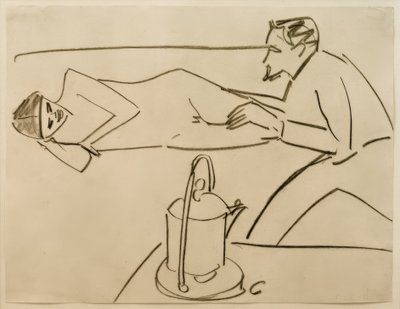 Nimetön (Liegende Fränzi keskustelussa Erich Heckelin kanssa) tekijältä Ernst Ludwig Kirchner