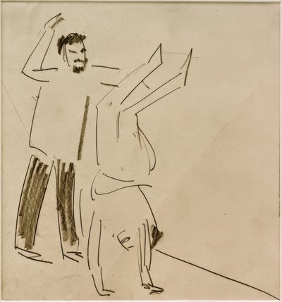 Ohne Titel (Mann mit Mädchen im Handstand) tekijältä Ernst Ludwig Kirchner