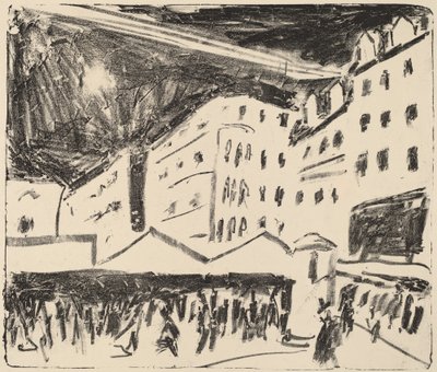 Dresdenin vanhat markkinat vuosittaisilla messuilla tekijältä Ernst Ludwig Kirchner