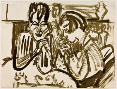 Pari pöydässä tekijältä Ernst Ludwig Kirchner