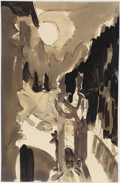 Pari kuunvalossa talon edessä tekijältä Ernst Ludwig Kirchner