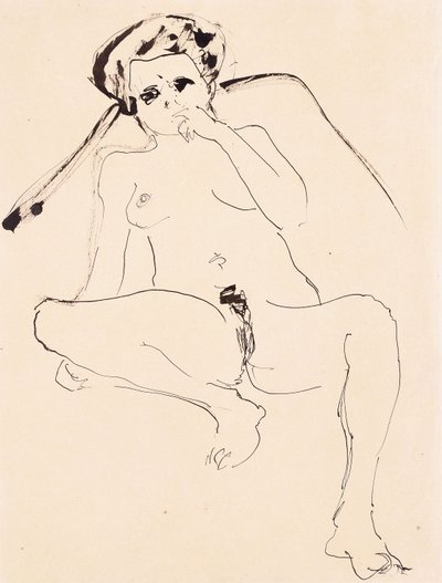 makuuasentoon alaston; Makaava alastonkuva, 1919 tekijältä Ernst Ludwig Kirchner