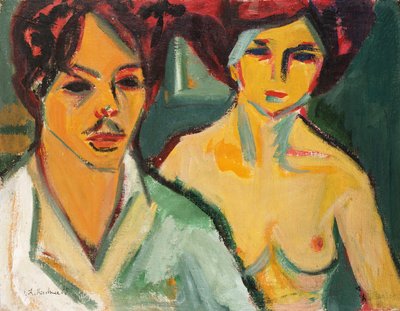 Omakuva mallin kanssa, 1905 tekijältä Ernst Ludwig Kirchner