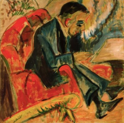 Istuva mies puiston penkillä tekijältä Ernst Ludwig Kirchner