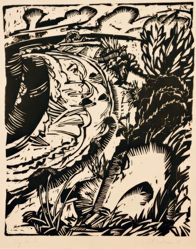 Jyrkkä rannikko pyöreällä lahtilla tekijältä Ernst Ludwig Kirchner