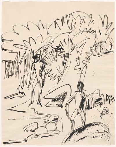 Kaksi uimaria Fehmarnin rannikolla tekijältä Ernst Ludwig Kirchner