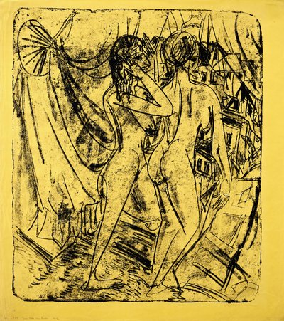Kaksi alastonkuvaa ikkunassa, 1915 tekijältä Ernst Ludwig Kirchner