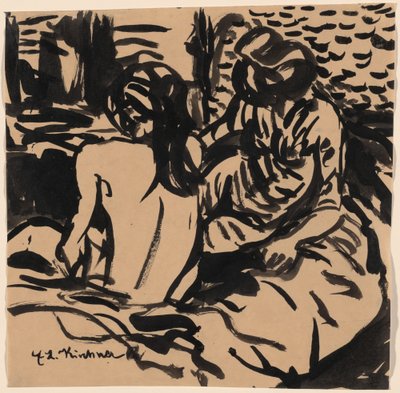 Kaksi alastomia sängyssä (Isabella ja nuorempi tyttö) tekijältä Ernst Ludwig Kirchner