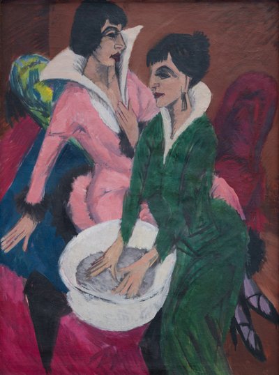 Kaksi naista pesuallas; Siskot tekijältä Ernst Ludwig Kirchner