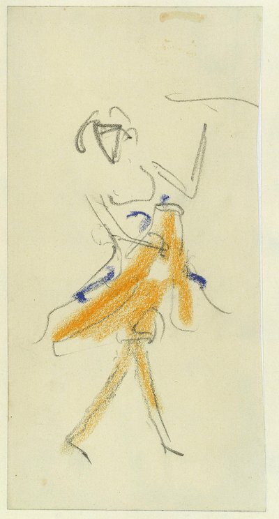 Tanssija. Ernst Ludwig Kirchnerin (1880-1938) työ, lyijykynä ja pastelli pahville tekijältä Ernst Ludwig Kirchner