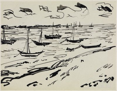 Ankkuroituja kalastusveneitä (Fehmarn) tekijältä Ernst Ludwig Kirchner