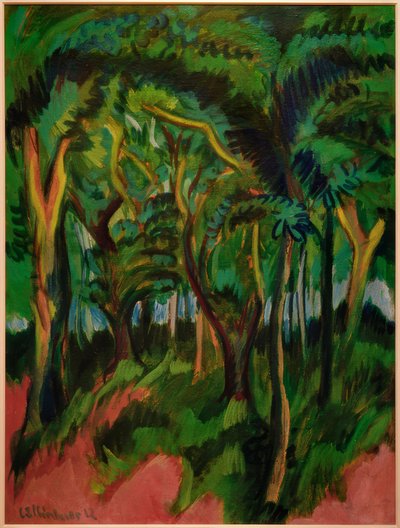 Metsän sydän vaaleanpunaisella etualalla tekijältä Ernst Ludwig Kirchner