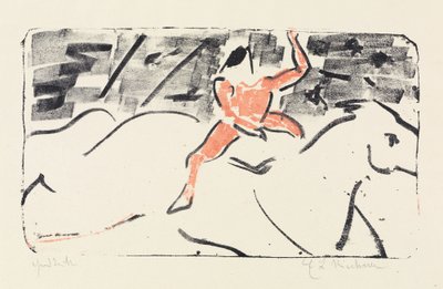 Sirkusratsastaja valkoisella hevosella (jockey) tekijältä Ernst Ludwig Kirchner