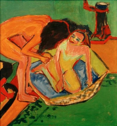 Kaksi nudea, joissa kylpyamme ja uuni tekijältä Ernst Ludwig Kirchner