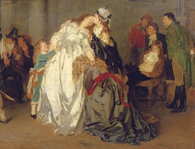 Ranskan kuningas Ludvig XVI jäähyväiset perheelleen temppelivankilassa, yksityiskohta, 1873 tekijältä Ernst Meisel