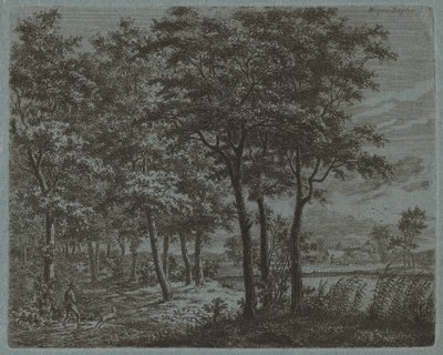 Maisema polttopuut kantavan talonpojan kanssa, c. 1800. tekijältä Ernst Willem Jan Bagelaar