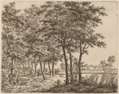 Maisema polttopuut kantavan talonpojan kanssa, c. 1800. tekijältä Ernst Willem Jan Bagelaar