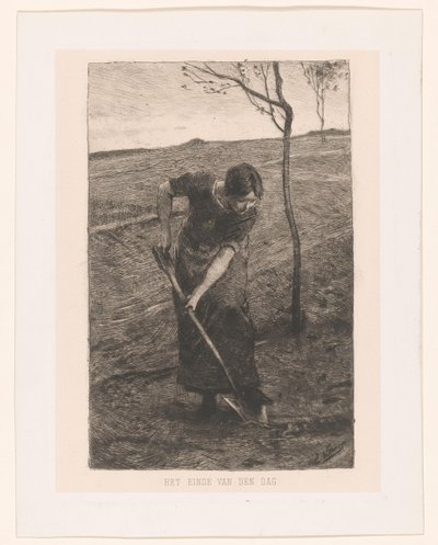 luova nainen Päivän loppu (otsikko esineessä) tekijältä Ernst Witkamp