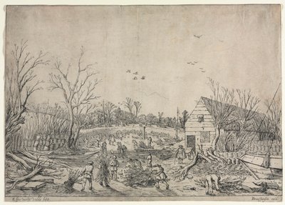 Suuri tulva 10. tammikuuta 1624 (tai Viasen Lek-joen murtuneen padon korjaaminen, 1624) tekijältä Esaias van de Velde