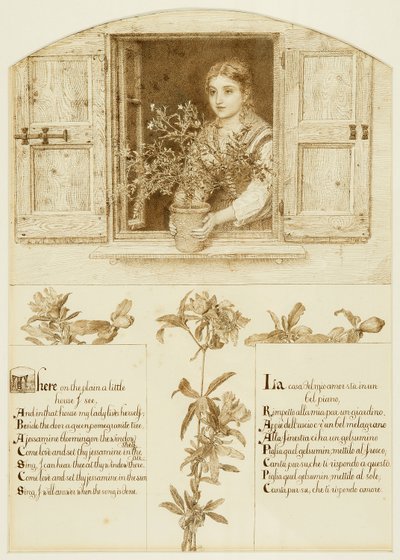 Jessamine-ikkuna, joka vetää kohti "The Roadside Songs of Toscany" tekijältä Esther Frances (1837 1917) Alexander
