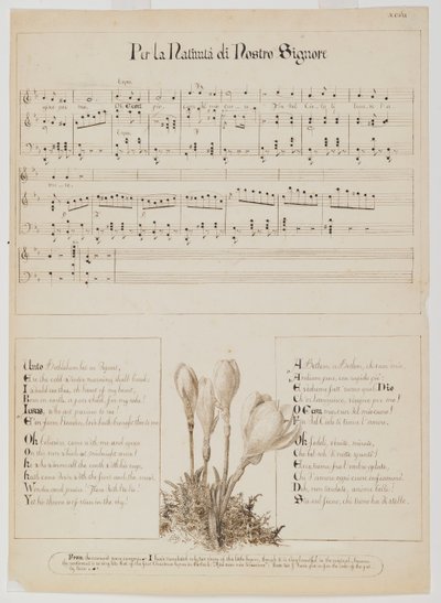Herramme syntymälle -laulukortti, n. 1868-1882 tekijältä Esther Frances Alexander