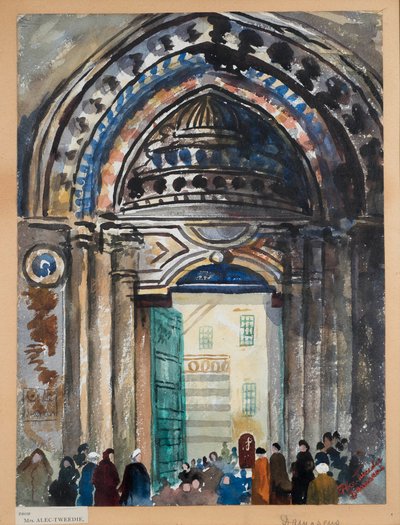 Damascus Khan, n. 1919-21 (akvarelli paperille) tekijältä Ethel Brilliana Tweedie