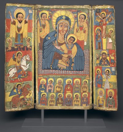 Triptyykkikuvake Neitsyen ja Lapsen kuvalla, 1682-99 tekijältä Ethiopian School
