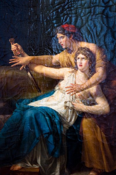 Oenone estää Phaedraa tekemästä itsemurhaa... tekijältä Etienne-Barthelemy Garnier